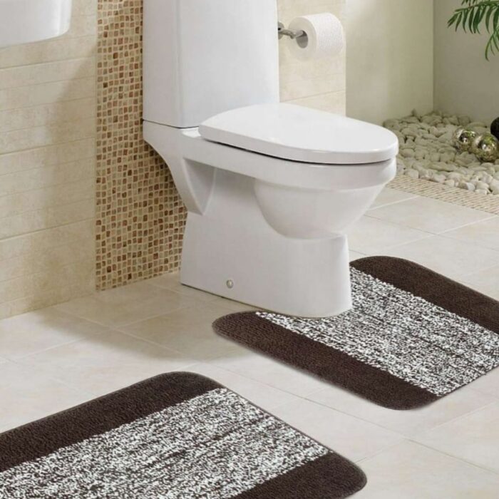 BM 1003 MICRO BATH MAT WITH MILANGE DOOR MATS D BROWN