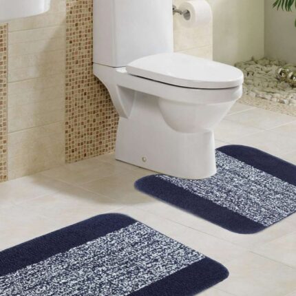 BM 1004 MICRO BATH MAT WITH MILANGE DOOR MATS D BLUE